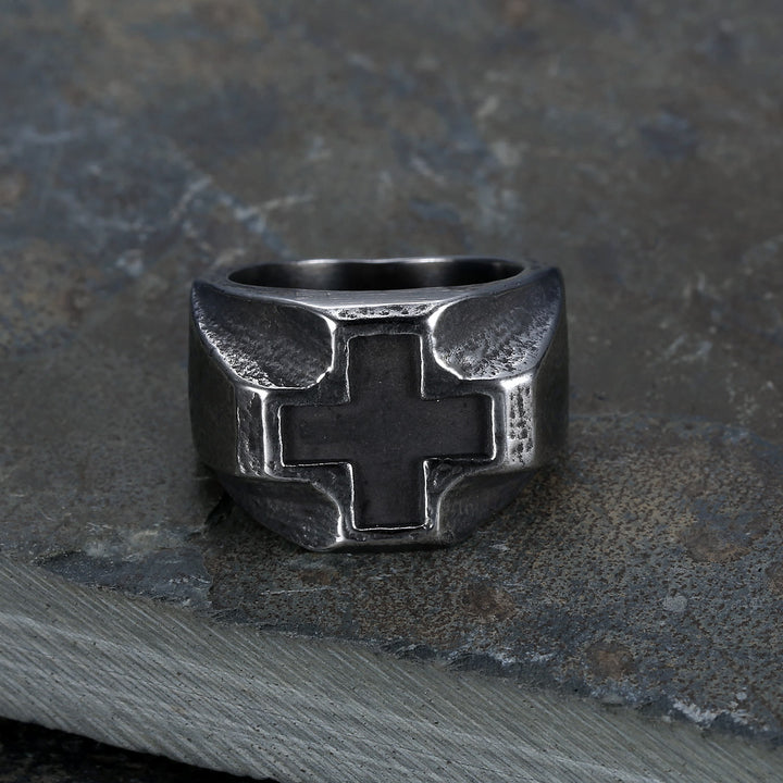 Christianartworkshop Heavy Metals Style Cross Engraved Stainless Steel Faith Ring - image 2