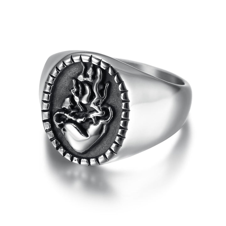 FREE Today: Classic Retro Style Jesus Sacred Heart Engraved Stainless Steel Faith Ring