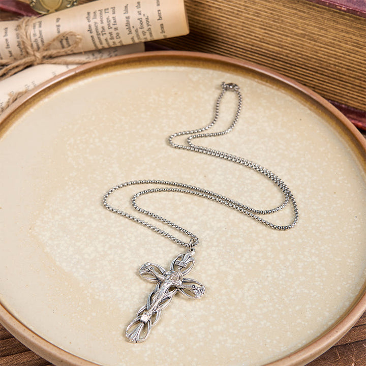 Christianartworkshop Retro Pattern Exclusive Craft Jesus Crucifix Amulet Pendant Necklace