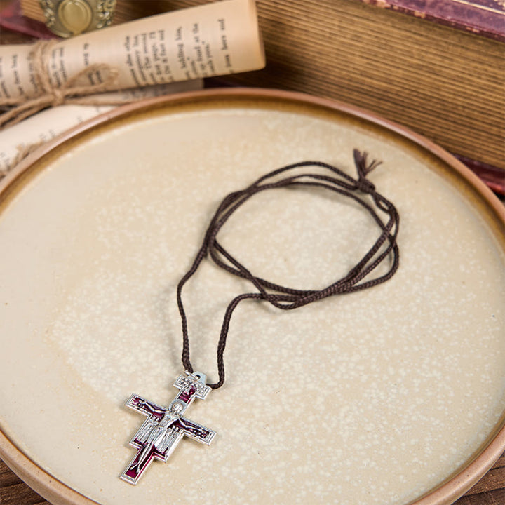 Christianartworkshop St. Francis San Damiano Cross Pendant Necklace | A Symbol of Faith and Peace