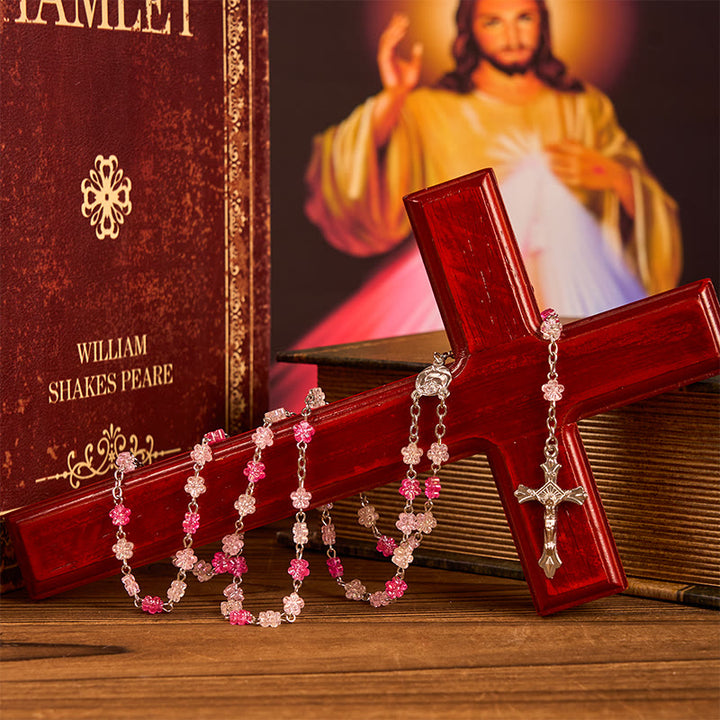 Christianartworkshop Heart of Thorns & Our Lady of Guadalupe of 10mm Heart Green Glass Alloy Chain Rosary