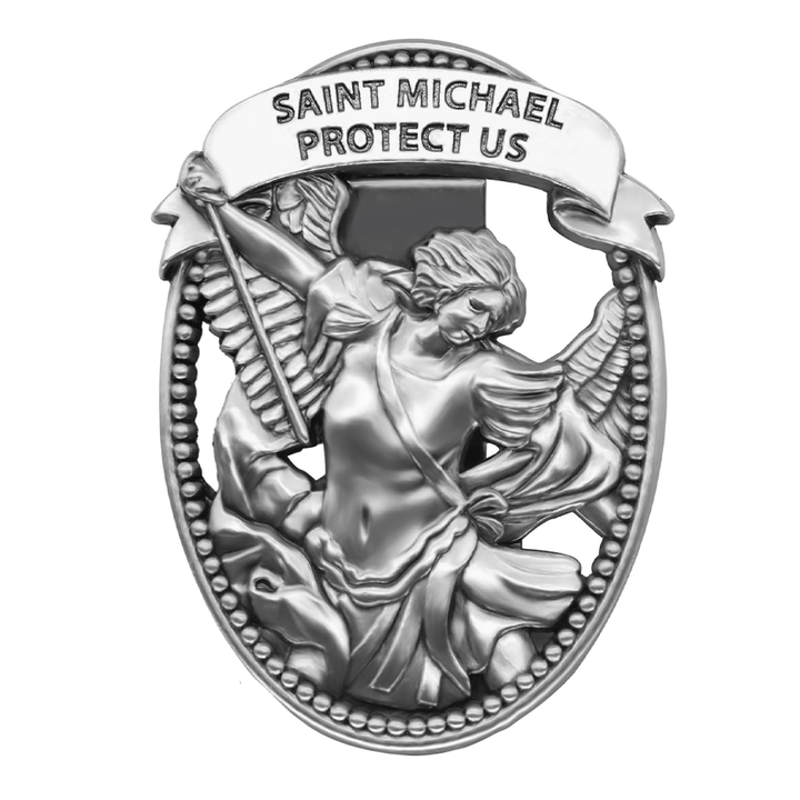 Christianartworkshop St. Michael Protect Us Blessed Your Journey Metal Visor Clips