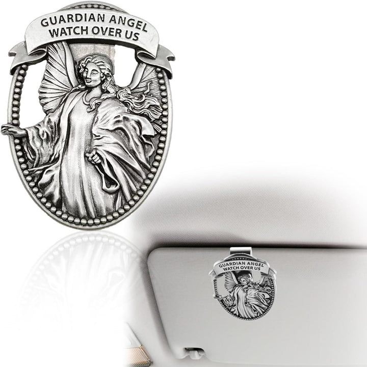 Christianartworkshop Guardian Angel Watch Over Us Blessed Your Journey Metal Visor Clips