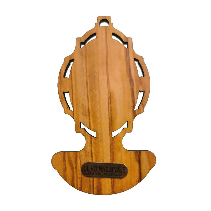 Christianartworkshop Miraculous Medal Holy Water Font Olive Wood Assumption of Our Lady