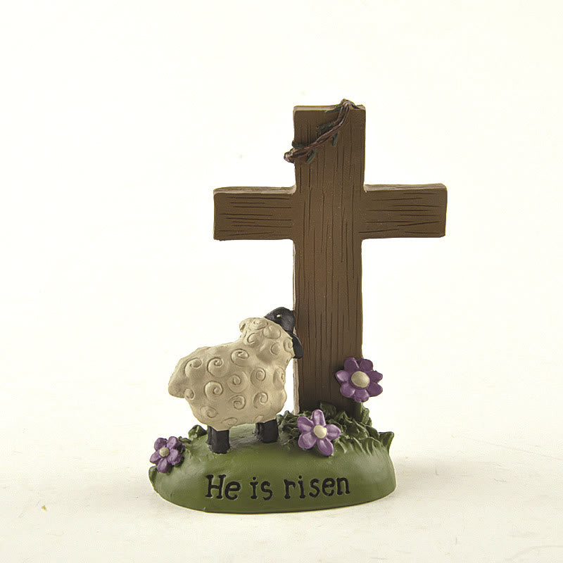 Christianartworkshop He is Risen The LORD is my shepherd Cute Little Sheep Desktop Ornament