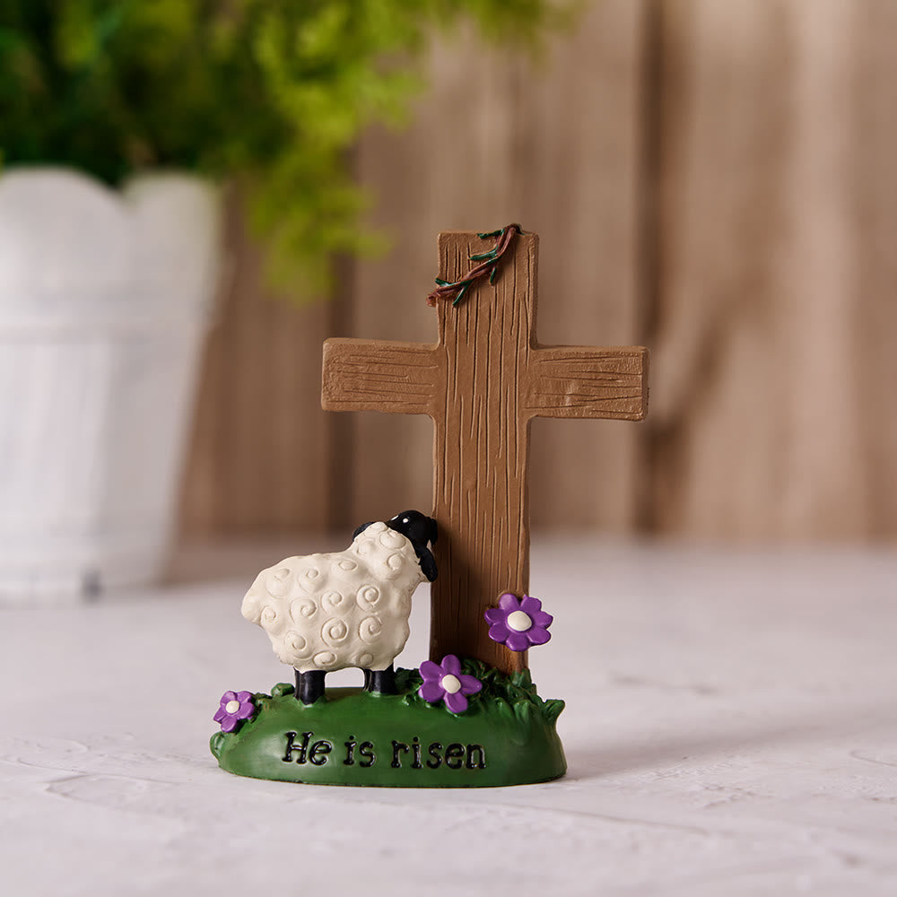 Christianartworkshop He is Risen The LORD is my shepherd Cute Little Sheep Desktop Ornament