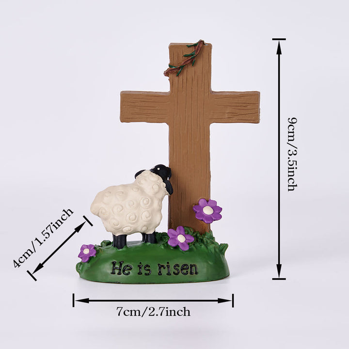 Christianartworkshop He is Risen The LORD is my shepherd Cute Little Sheep Desktop Ornament