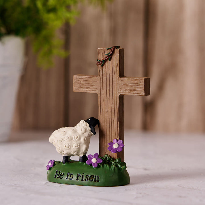 Christianartworkshop He is Risen The LORD is my shepherd Cute Little Sheep Desktop Ornament