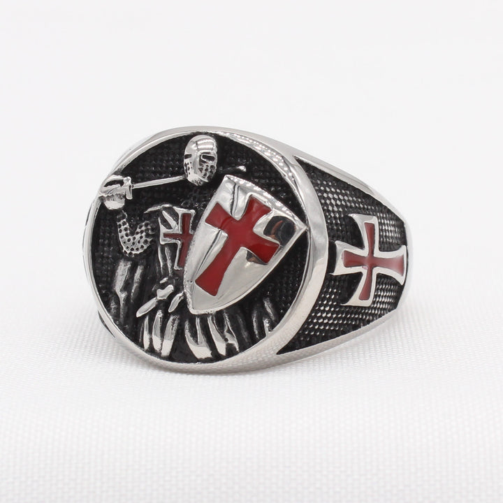 Christianartworkshop 2 Colors Retro Classic Style Knights Templar Shield Protect You Faith Ring