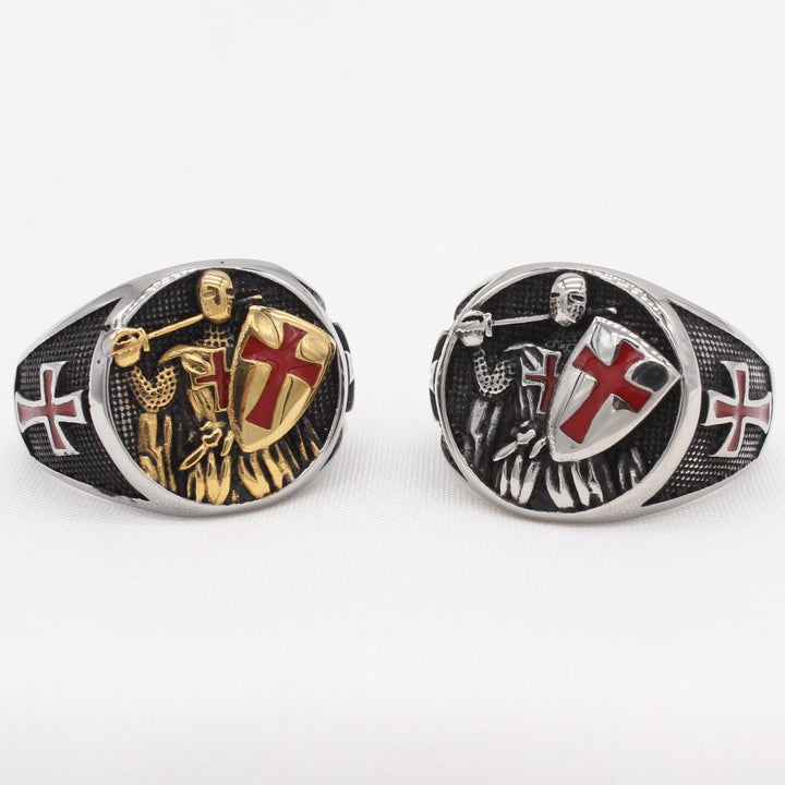 FREE Today: 2 Colors Retro Classic Style Knights Templar Shield Protect You Faith Ring