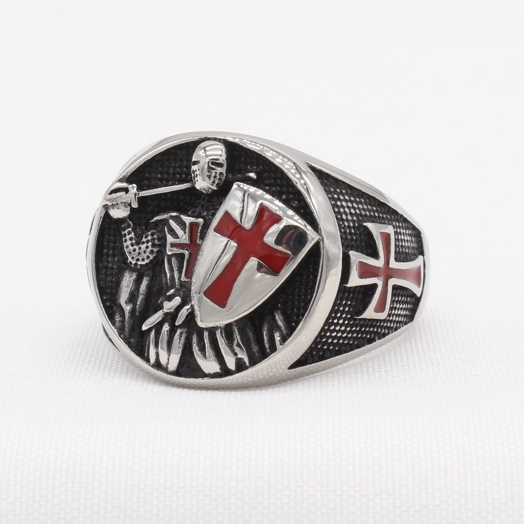 FREE Today: 2 Colors Retro Classic Style Knights Templar Shield Protect You Faith Ring