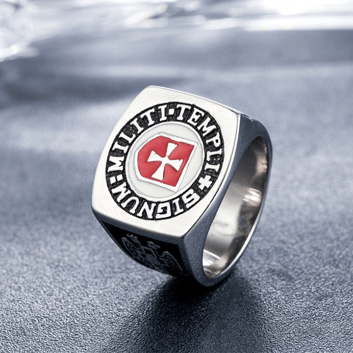 Christianartworkshop Retro Classic Style Knights Templar Faith Ring - Signum: Militi Templi