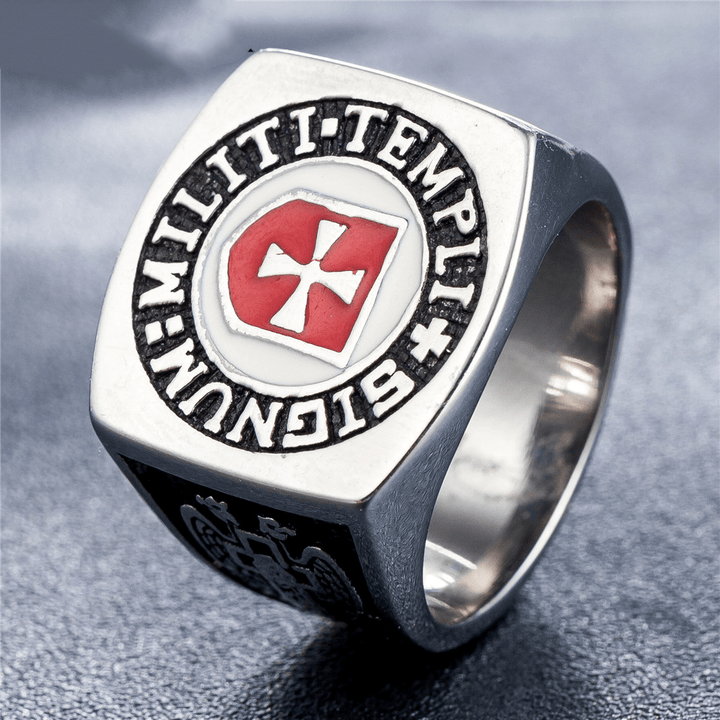 Christianartworkshop Retro Classic Style Knights Templar Faith Ring - Signum: Militi Templi