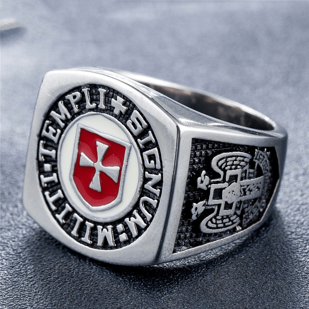 Christianartworkshop Retro Classic Style Knights Templar Faith Ring - Signum: Militi Templi