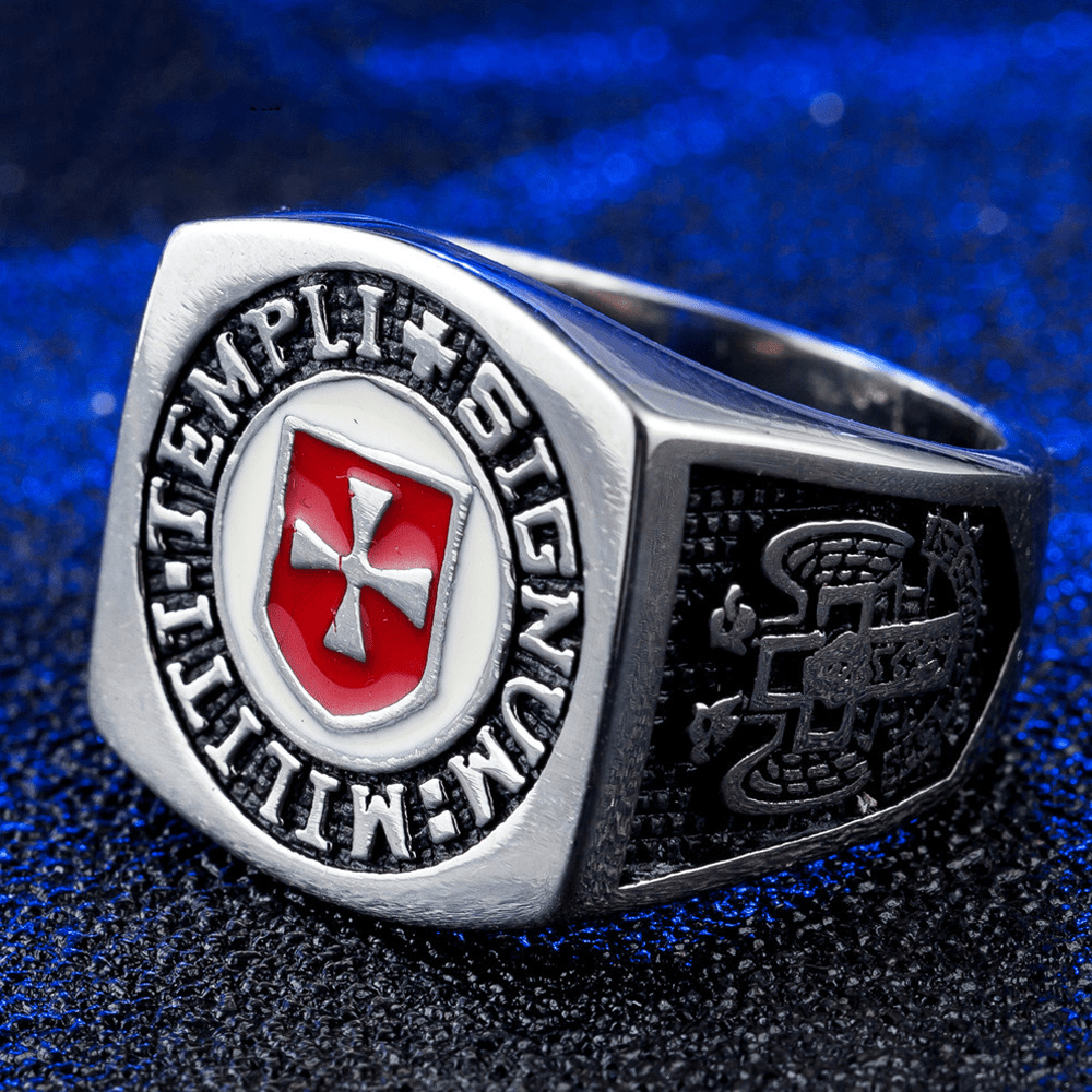 Christianartworkshop Retro Classic Style Knights Templar Faith Ring - Signum: Militi Templi