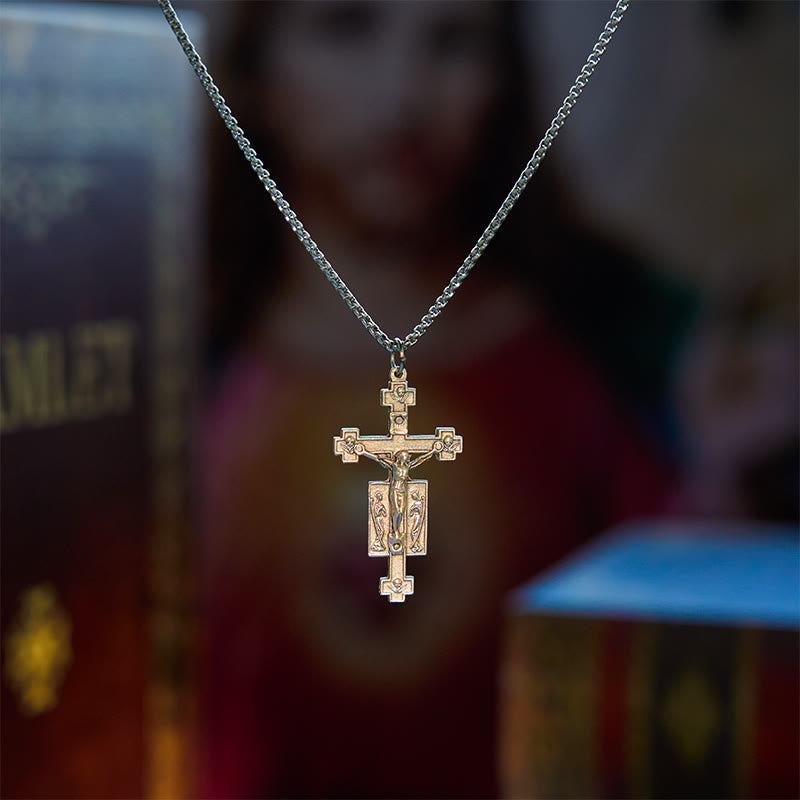 Christianartworkshop Exclusive Craft Jesus Crucifix with Angels Blessing Pendant Necklace