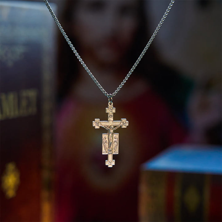 Christianartworkshop Exclusive Craft Jesus Crucifix with Angels Blessing Pendant Necklace