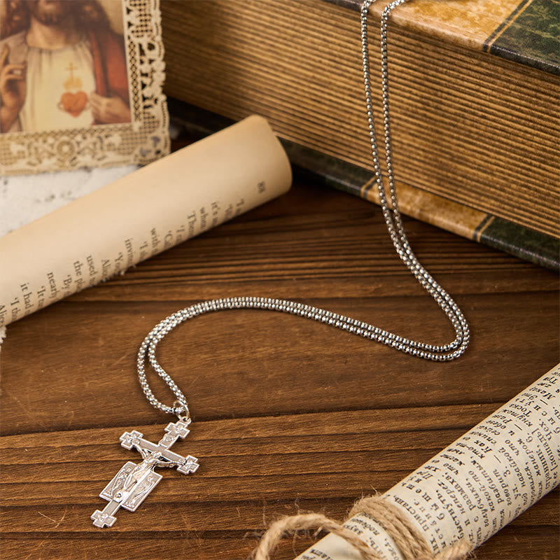 Christianartworkshop Exclusive Craft Jesus Crucifix with Angels Blessing Pendant Necklace