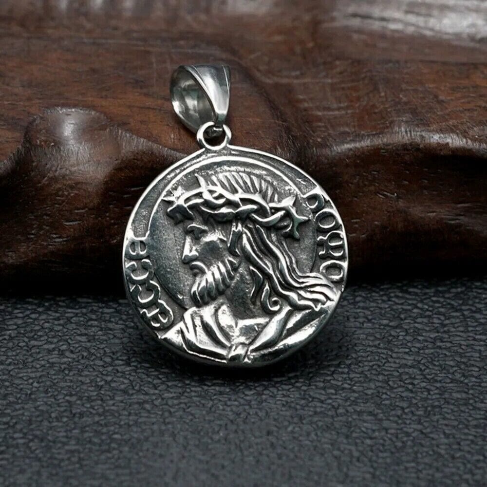 Christianartworkshop Classic Style Jesus & Mary Double-sides Icon Faith Pendant Necklace - image 1