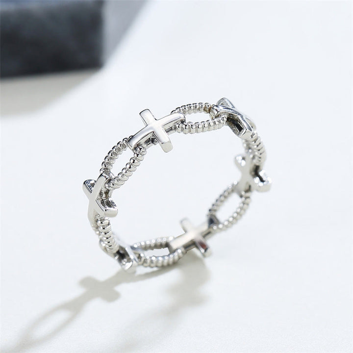 Christianartworkshop Minimalist Retro Style Cross Engraved Faith Ring - US 11 - image 0