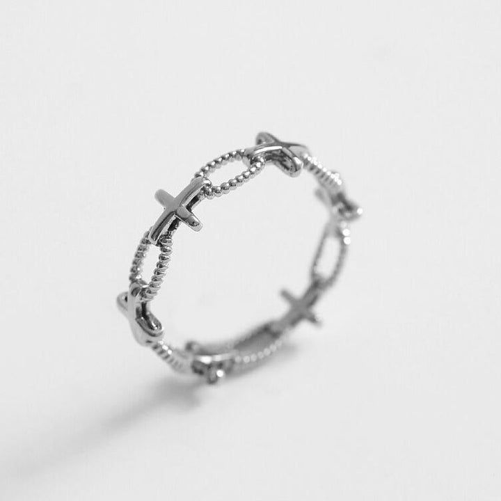 Christianartworkshop Minimalist Retro Style Cross Engraved Faith Ring - image 3