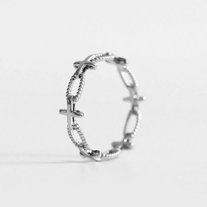 Christianartworkshop Minimalist Retro Style Cross Engraved Faith Ring