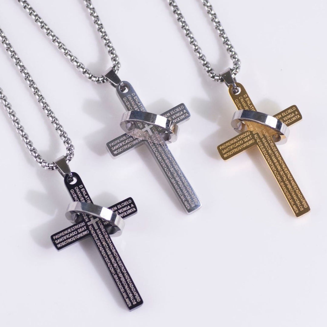 Christianartworkshop Minimalist Bible Verse Cross with Ring Faith Pendant Necklace