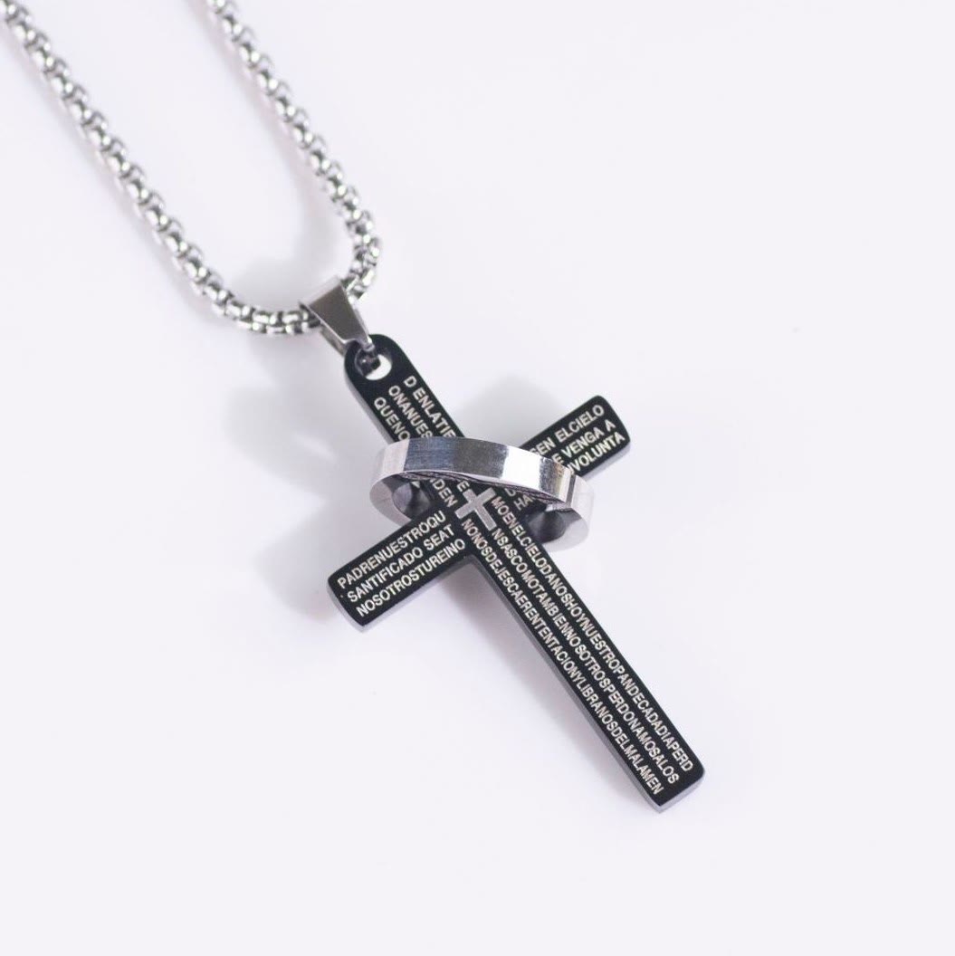 Christianartworkshop Minimalist Bible Verse Cross with Ring Faith Pendant Necklace