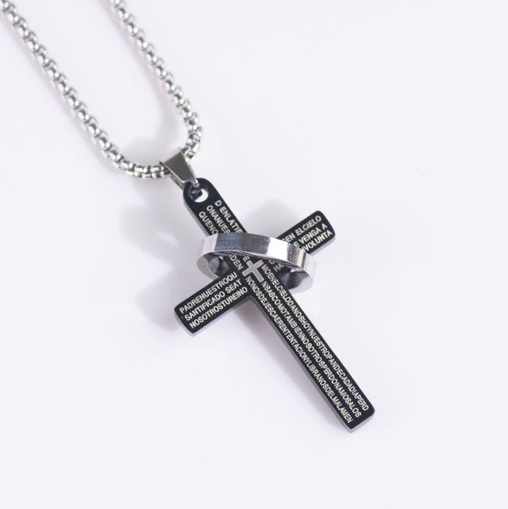 Christianartworkshop Minimalist Bible Verse Cross with Ring Faith Pendant Necklace