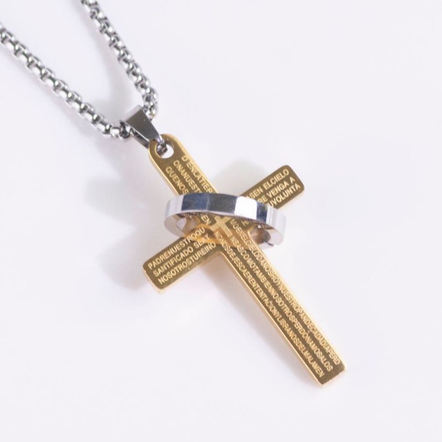 Christianartworkshop Minimalist Bible Verse Cross with Ring Faith Pendant Necklace