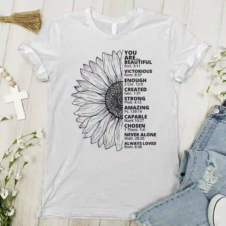 Christianartworkshop Sunflower Thankful Grateful Blessed T-shirt