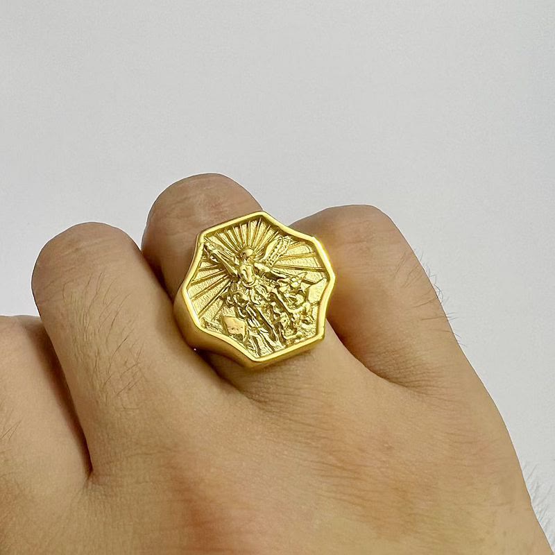 Christianartworkshop Exclusive Crafted Archangel St. Michael Ring - Expression of Daily Faith