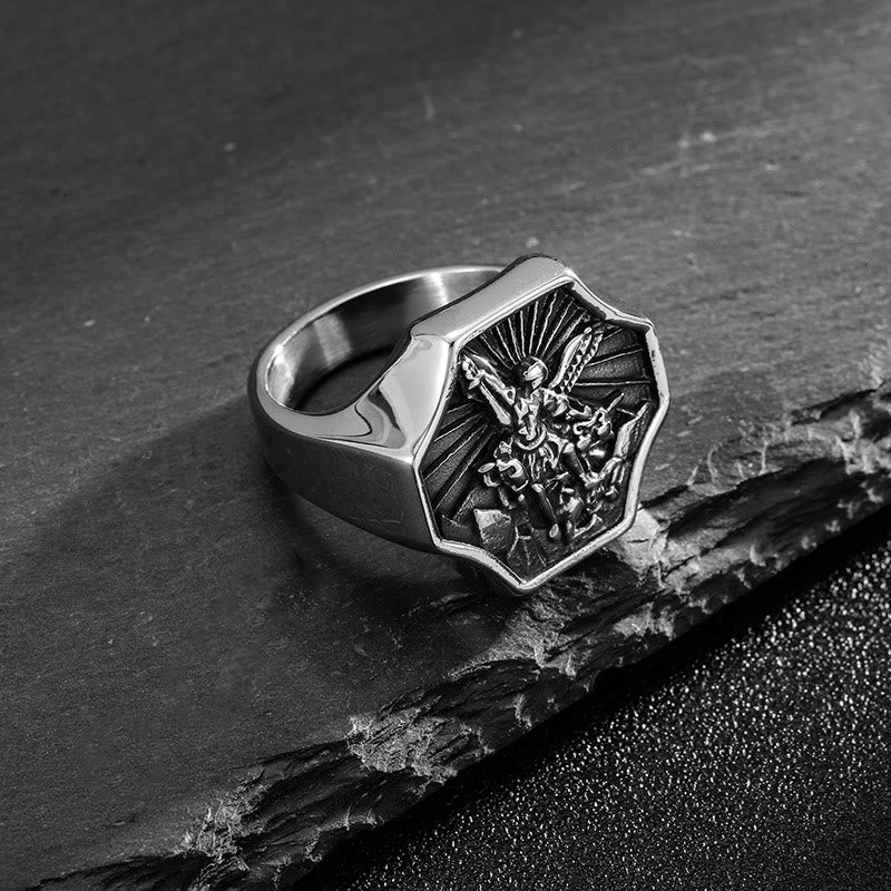 Christianartworkshop Exclusive Crafted Archangel St. Michael Ring - Expression of Daily Faith