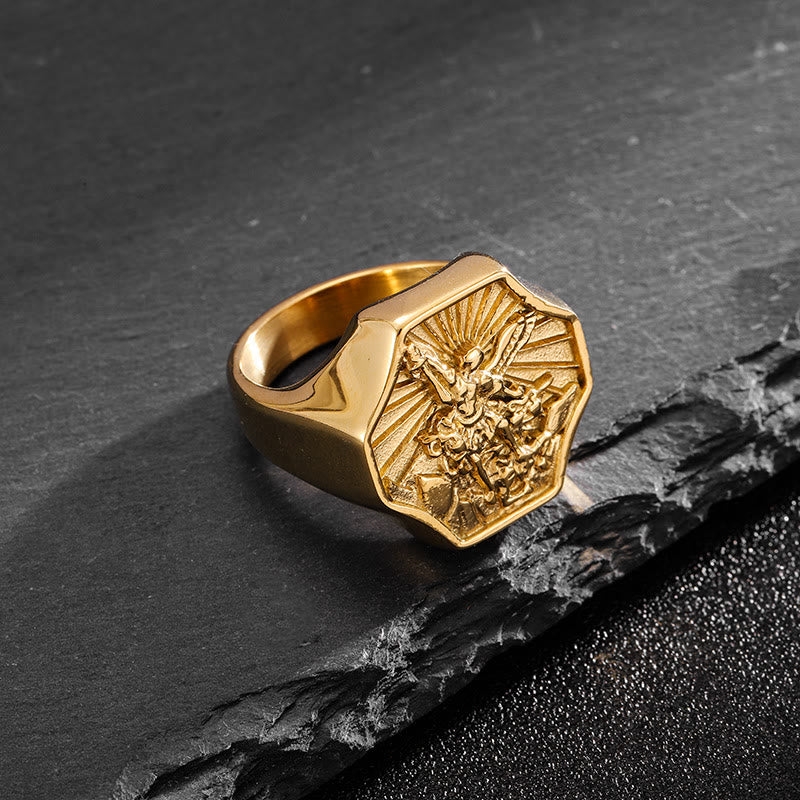 Christianartworkshop Exclusive Crafted Archangel St. Michael Ring - Expression of Daily Faith