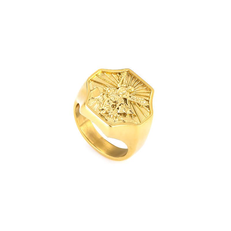 Christianartworkshop Exclusive Crafted Archangel St. Michael Ring - Expression of Daily Faith