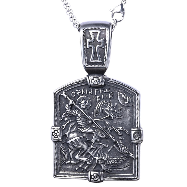 Christianartworkshop St. George Slaying the Dragon Necklace - A Symbol of Courage and Divine Protection