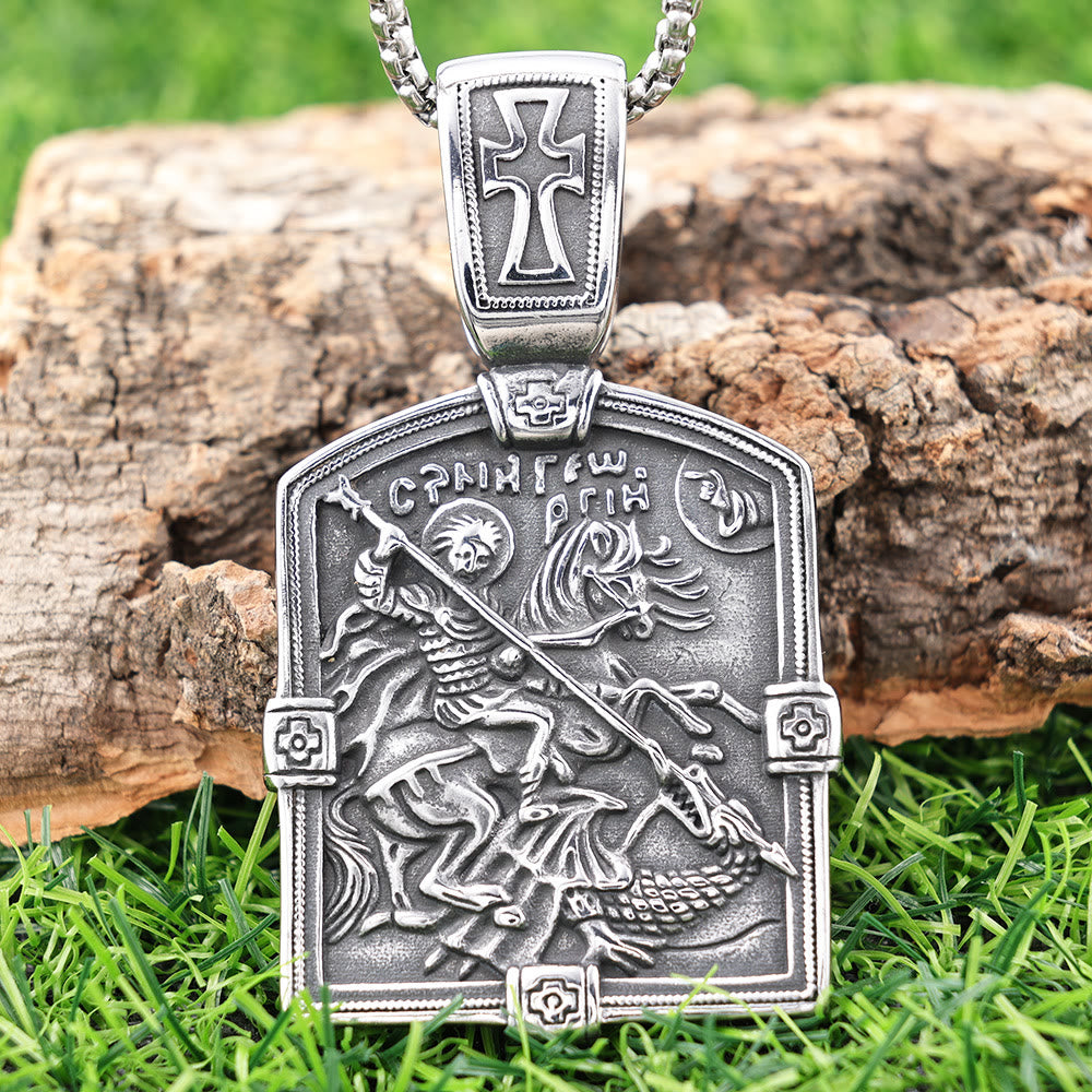 FREE Today: St. George Slaying the Dragon Necklace - A Symbol of Courage and Divine Protection