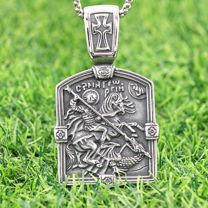 FREE Today: St. George Slaying the Dragon Necklace - A Symbol of Courage and Divine Protection