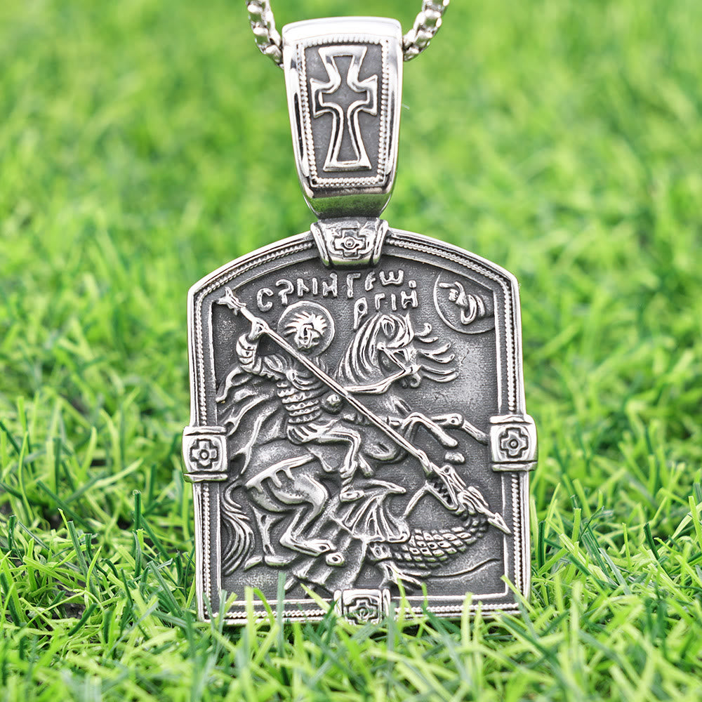 Christianartworkshop St. George Slaying the Dragon Necklace - A Symbol of Courage and Divine Protection