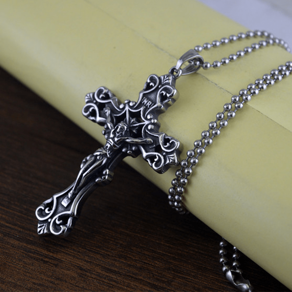 Christianartworkshop Ornate Crucifix Necklace - A Profound Symbol of Devotion Timeless Faith