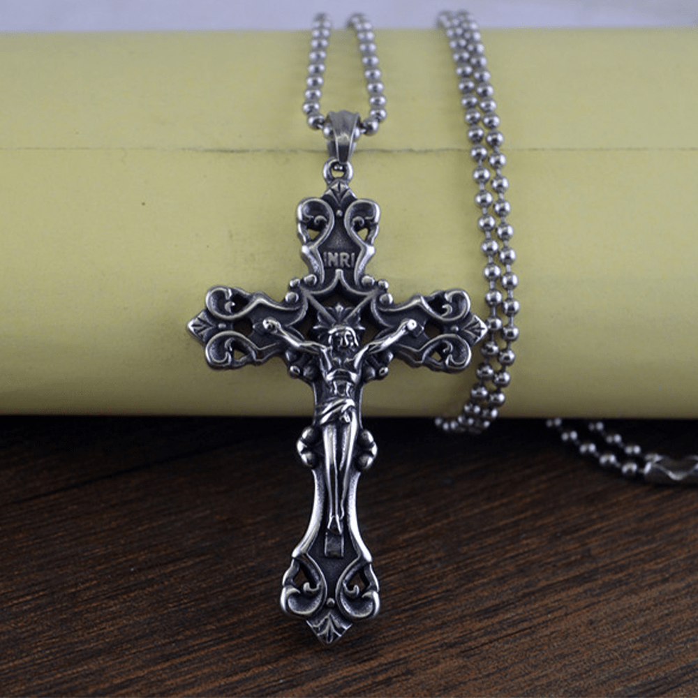 Christianartworkshop Ornate Crucifix Necklace - A Profound Symbol of Devotion Timeless Faith