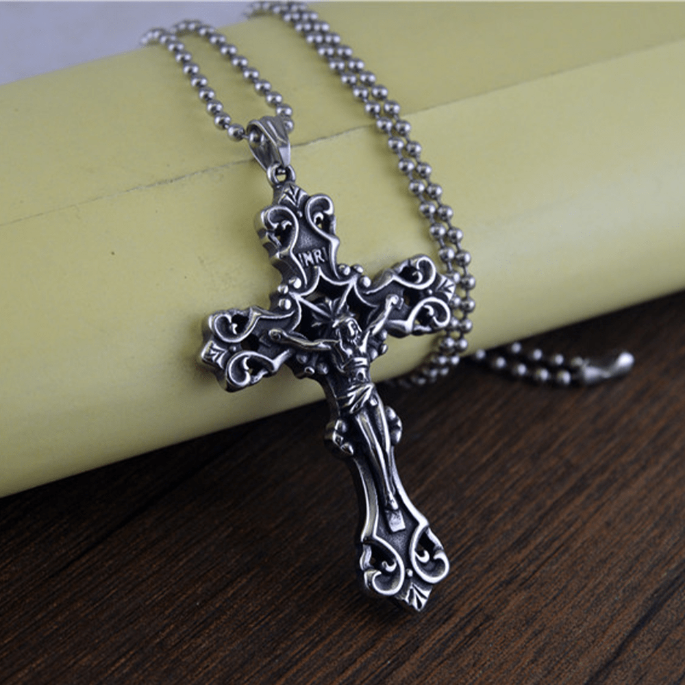 Christianartworkshop Ornate Crucifix Necklace - A Profound Symbol of Devotion Timeless Faith