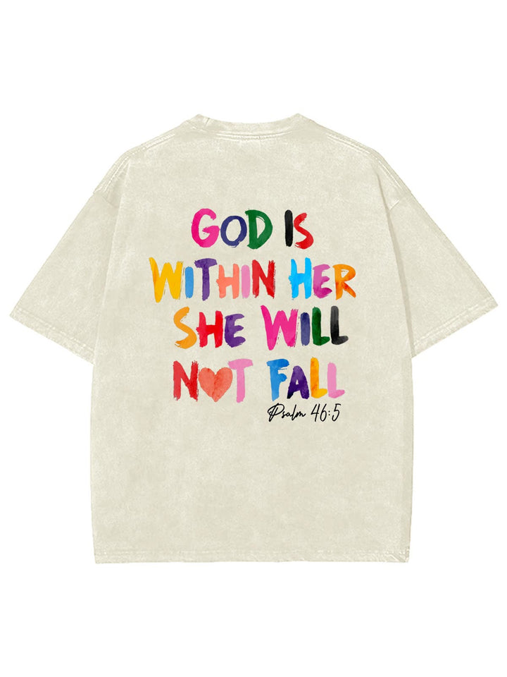 God Is Within Her She Will Not Fall Unisex Washed T-Shirt