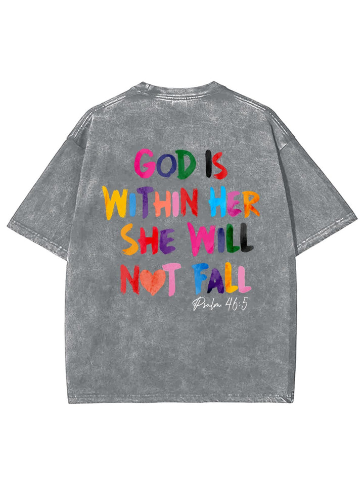 God Is Within Her She Will Not Fall Unisex Washed T-Shirt