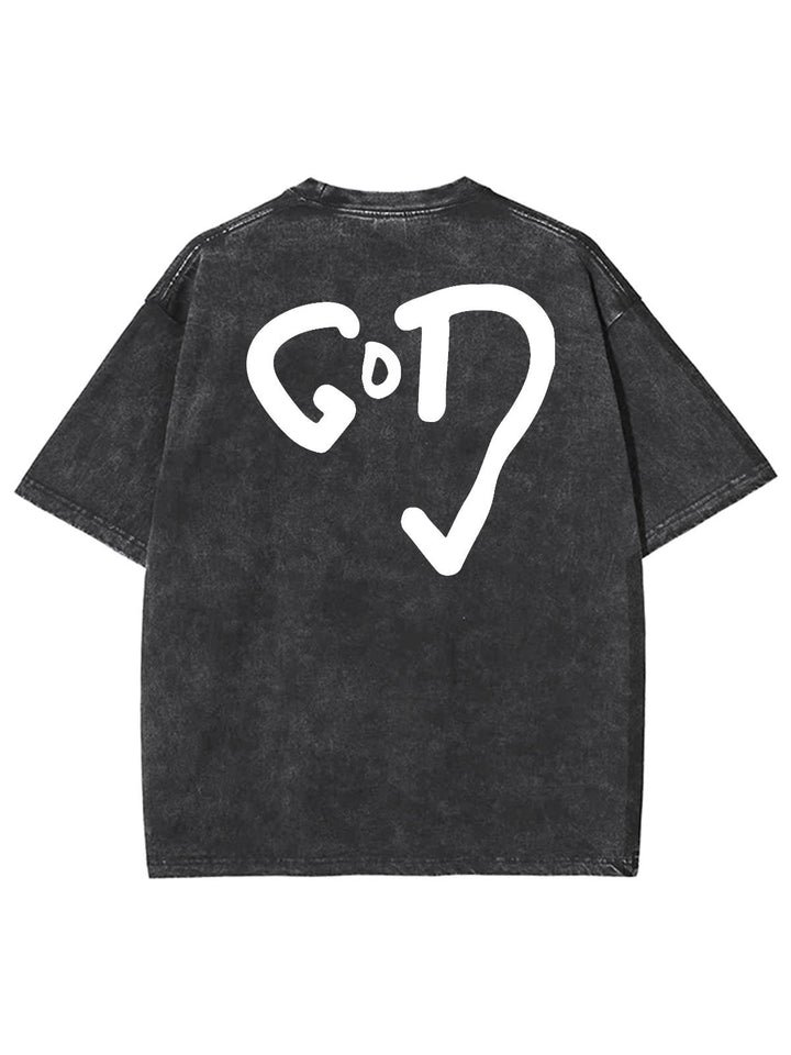 Christianartworkshop God Heart Unisex Washed T-shirt