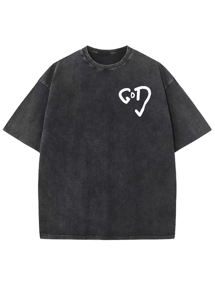 Christianartworkshop God Heart Unisex Washed T-shirt