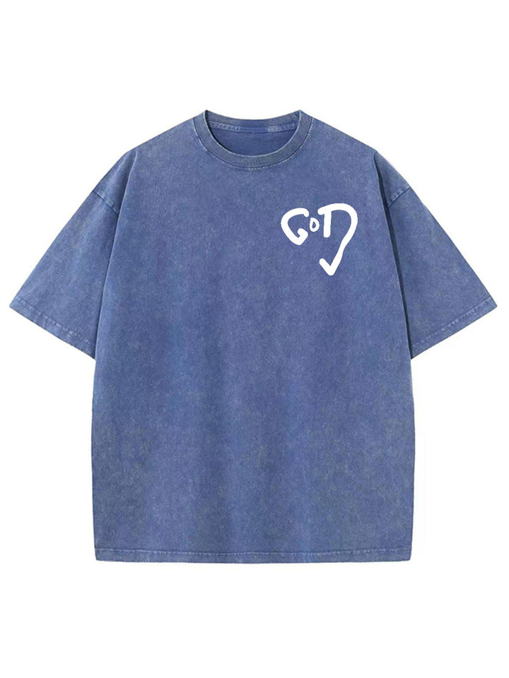 Christianartworkshop God Heart Unisex Washed T-shirt