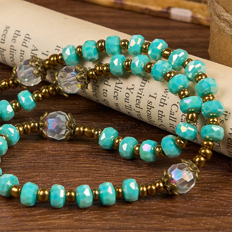 アクセサリー ruirui Lorraine Cross & Crucifix Aquamarine 8mm Rondelle Rosary