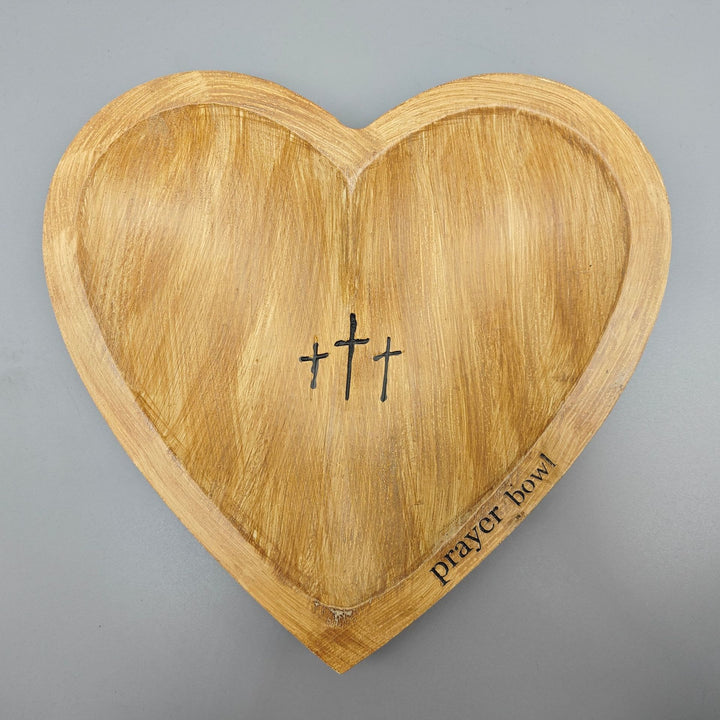 Christianartworkshop Heartfelt Devotion Wooden Prayer Bowl - A Sacred Space for Your Prayers