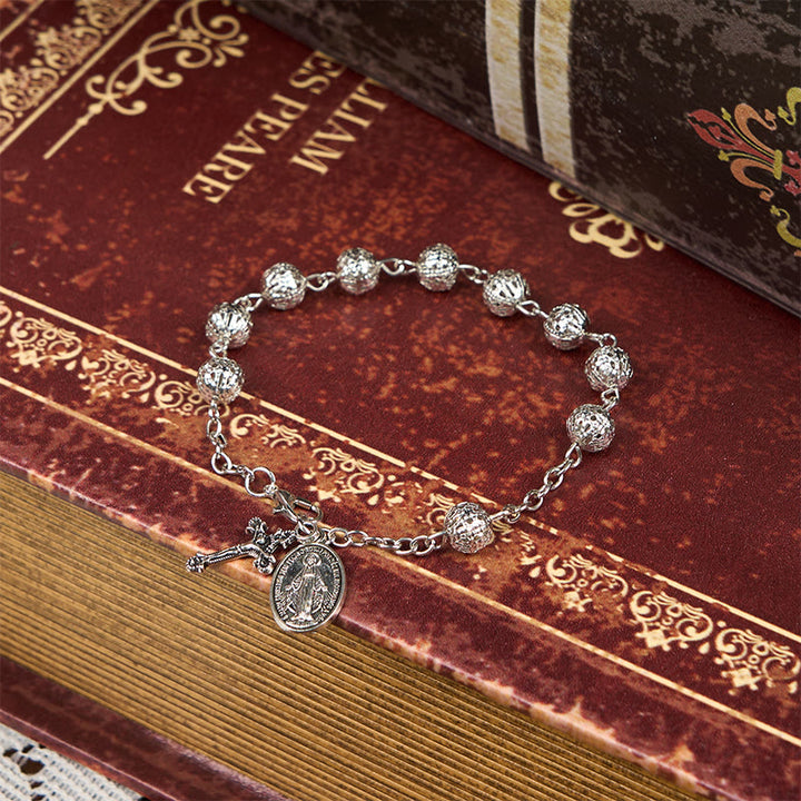 Christianartworkshop Miraculous Medal & Crucifix Adjustable Simple Casual Bracelet